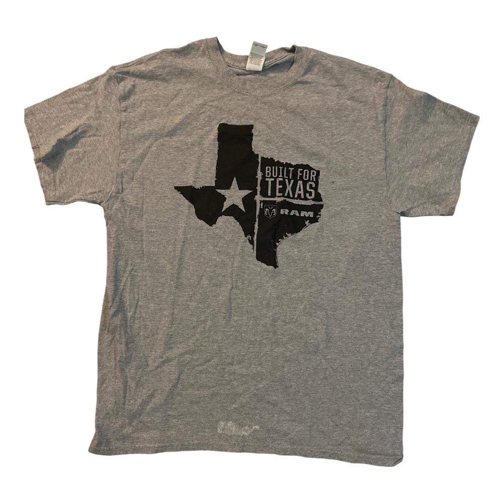 Gildan‎ Built For Texas RAM Trucks Graphic T-Shirt Mens Large Heather Grey L